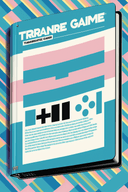 An AI generated image of a video game strategy guide in transgender flag colors